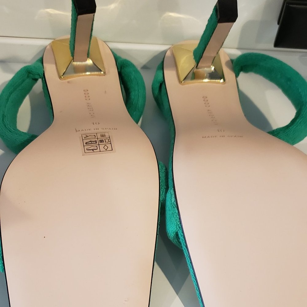 NWT:  Good American Terry Slip-On High Heels-Green, Size 10 - Picture 7 of 8